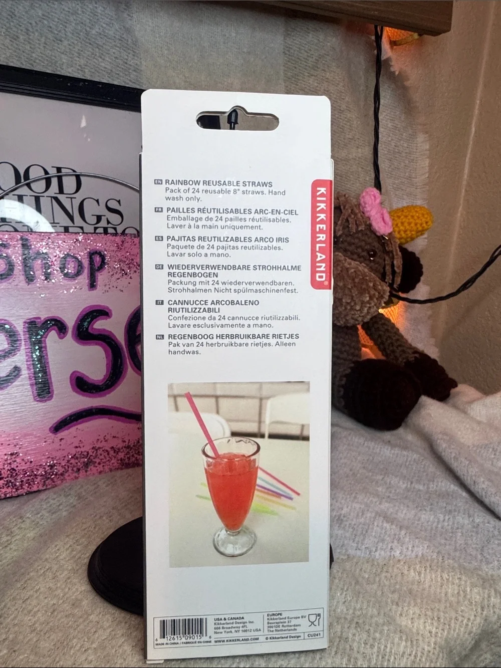 Kikkerland Rainbow Reusable Straws - Multicolor Pack